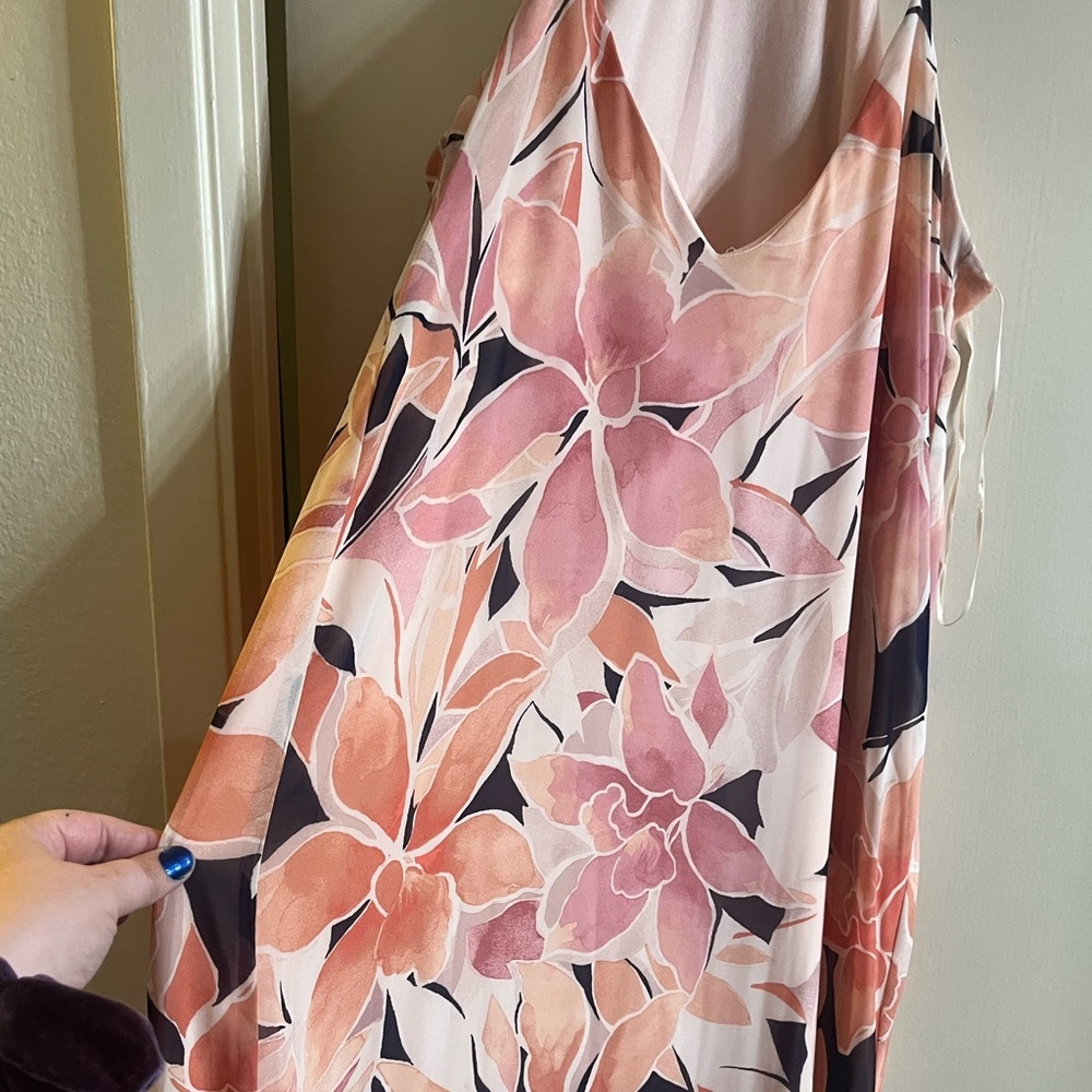 Pink flowered maxi dress size XL